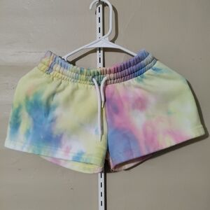 Blue and Yellow Athletic Shorts with Elastic Waistband